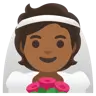 Person With Veil: Medium-Dark Skin Tone Emoji 👰🏾 image - Google Noto Color style