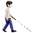 Person With White Cane Facing Right: Light Skin Tone