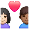 Couple With Heart: Woman, Man, Light Skin Tone, Medium-Dark Skin Tone Emoji 👩🏻‍❤️‍👨🏾 image - Samsung style