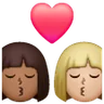 Kiss: Woman, Woman, Medium-Dark Skin Tone, Medium-Light Skin Tone Emoji 👩🏾‍❤️‍💋‍👩🏼 image - Samsung style