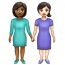 Women Holding Hands: Medium-Dark Skin Tone, Light Skin Tone Emoji 👩🏾‍🤝‍👩🏻 image - WhatsApp style