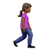 Woman Walking Facing Right: Medium-Dark Skin Tone Emoji 🚶🏾‍♀️‍➡️ image - Apple style