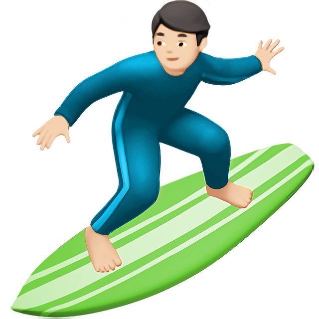 Man Surfing: Light Skin Tone