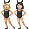 Women With Bunny Ears: Medium-Light Skin Tone, Light Skin Tone Emoji 👩🏼‍🐰‍👩🏻 image - Apple style