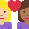 Couple With Heart: Woman, Woman, Medium-Light Skin Tone, Medium-Dark Skin Tone Emoji 👩🏼‍❤️‍👩🏾 image - Twitter / X (Twemoji) style