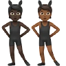 People With Bunny Ears: Dark Skin Tone, Medium-Dark Skin Tone Emoji 🧑🏿‍🐰‍🧑🏾 image - Apple style