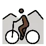 Person Mountain Biking: Dark Skin Tone Emoji 🚵🏿 image - OpenMoji style