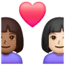 Couple With Heart: Woman, Woman, Medium-Dark Skin Tone, Light Skin Tone Emoji 👩🏾‍❤️‍👩🏻 image - Samsung style