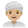 Man Wearing Turban: Medium-Light Skin Tone Emoji 👳🏼‍♂️ image - Google Noto Color style