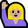 Person Raising Hand: Medium-Light Skin Tone Emoji 🙋🏼 image - Microsoft Windows 10 Segoe UI Emoji style