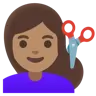 Woman Getting Haircut: Medium Skin Tone Emoji 💇🏽‍♀️ image - Google Noto Color style
