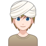Person Wearing Turban: Light Skin Tone Emoji 👳🏻 image - Emojidex style