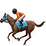 Horse Racing: Dark Skin Tone Emoji 🏇🏿 image - Apple style