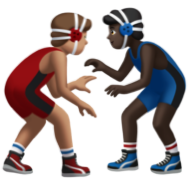 Men Wrestling: Medium Skin Tone, Dark Skin Tone