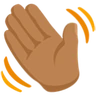 Waving Hand: Medium Skin Tone Emoji 👋🏽 image - Facebook Messenger (2016) style