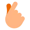 Hand With Index Finger And Thumb Crossed: Medium-Light Skin Tone Emoji 🫰🏼 image - Tossface style