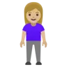 Woman Standing: Medium-Light Skin Tone Emoji 🧍🏼‍♀️ image - Google Noto Color style