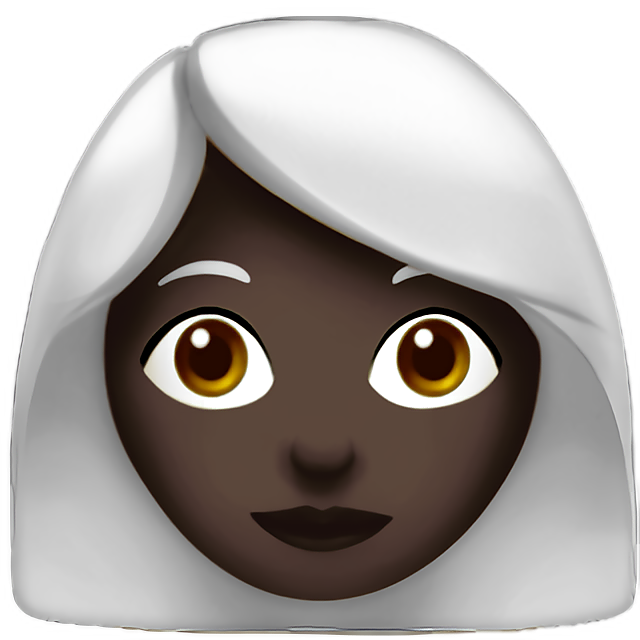 Woman: Dark Skin Tone, White Hair