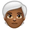 Person: Medium-Dark Skin Tone, White Hair Emoji 🧑🏾‍🦳 image - WhatsApp style