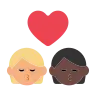 Kiss: Person, Person, Medium-Light Skin Tone, Dark Skin Tone Emoji 🧑🏼‍❤️‍💋‍🧑🏿 image - Tossface style