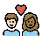 Couple With Heart: Person, Person, Light Skin Tone, Medium-Dark Skin Tone
