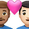 Couple With Heart: Man, Man, Medium Skin Tone, Light Skin Tone Emoji 👨🏽‍❤️‍👨🏻 image - Apple style