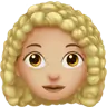 Woman: Medium-Light Skin Tone, Curly Hair Emoji 👩🏼‍🦱 image - Apple style