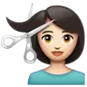 Person Getting Haircut: Light Skin Tone Emoji 💇🏻 image - WhatsApp style