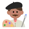 Man Artist: Medium Skin Tone Emoji 👨🏽‍🎨 image - Tossface style