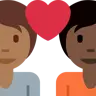 Couple With Heart: Person, Person, Medium-Dark Skin Tone, Dark Skin Tone Emoji 🧑🏾‍❤️‍🧑🏿 image - Twitter / X (Twemoji) style