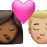 Kiss: Woman, Man, Medium-Dark Skin Tone, Medium-Light Skin Tone Emoji 👩🏾‍❤️‍💋‍👨🏼 image - Apple style