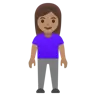 Woman Standing: Medium Skin Tone Emoji 🧍🏽‍♀️ image - Google Noto Color style