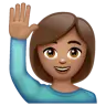 Person Raising Hand: Medium Skin Tone Emoji 🙋🏽 image - WhatsApp style