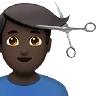 Man Getting Haircut: Dark Skin Tone Emoji 💇🏿‍♂️ image - Apple style