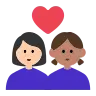 Couple With Heart: Woman, Woman, Light Skin Tone, Medium Skin Tone Emoji 👩🏻‍❤️‍👩🏽 image - Tossface style