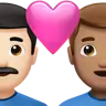Couple With Heart: Man, Man, Light Skin Tone, Medium Skin Tone Emoji 👨🏻‍❤️‍👨🏽 image - Apple style