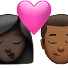Kiss: Woman, Man, Dark Skin Tone, Medium-Dark Skin Tone Emoji 👩🏿‍❤️‍💋‍👨🏾 image - Apple style