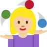 Woman Juggling: Medium-Light Skin Tone Emoji 🤹🏼‍♀️ image - Twitter / X (Twemoji) style