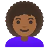 Woman: Medium-Dark Skin Tone, Curly Hair Emoji 👩🏾‍🦱 image - Google Noto Color style