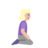 Woman Kneeling Facing Right: Medium-Light Skin Tone
