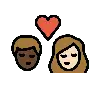 Kiss: Person, Person, Dark Skin Tone, Light Skin Tone Emoji 🧑🏿‍❤️‍💋‍🧑🏻 image - OpenMoji style