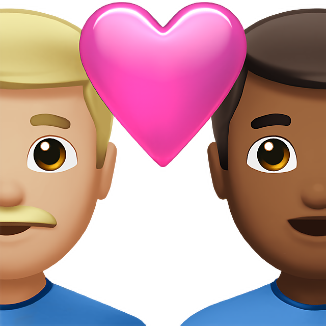 Couple With Heart: Man, Man, Medium-Light Skin Tone, Medium-Dark Skin Tone