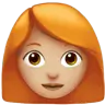Woman: Medium-Light Skin Tone, Red Hair Emoji 👩🏼‍🦰 image - Apple style