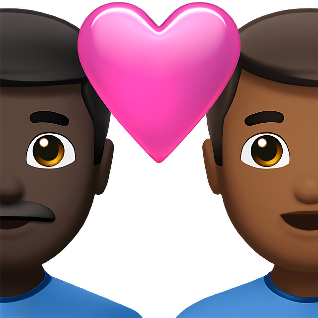 Couple With Heart: Man, Man, Dark Skin Tone, Medium-Dark Skin Tone