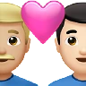 Couple With Heart: Man, Man, Medium-Light Skin Tone, Light Skin Tone Emoji 👨🏼‍❤️‍👨🏻 image - Apple style