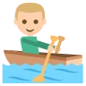 Person Rowing Boat: Medium-Light Skin Tone Emoji 🚣🏼 image - EmojiTwo style