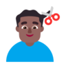 Man Getting Haircut: Medium-Dark Skin Tone Emoji 💇🏾‍♂️ image - Microsoft Classic 2D style