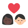 Kiss: Woman, Man, Dark Skin Tone, Light Skin Tone Emoji 👩🏿‍❤️‍💋‍👨🏻 image - Tossface style