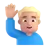 Man Raising Hand: Medium-Light Skin Tone