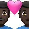 Couple With Heart: Man, Man, Dark Skin Tone Emoji 👨🏿‍❤️‍👨🏿 image - Apple style